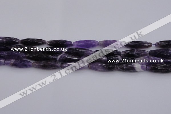 CRI05 15.5 inches 10*30mm faceted rice dogtooth amethyst beads