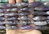 CRI118 15.5 inches 10*30mm faceted rice amethyst gemstone beads