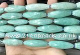 CRI120 15.5 inches 10*30mm faceted rice amazonite gemstone beads