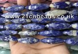 CRI121 15.5 inches 10*30mm faceted rice sodalite gemstone beads