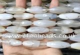 CRI124 15.5 inches 10*30mm faceted rice agate gemstone beads