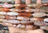 CRI126 15.5 inches 10*30mm faceted rice red agate gemstone beads