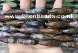 CRI130 15.5 inches 10*30mm faceted rice agate gemstone beads