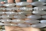 CRI136 15.5 inches 10*30mm faceted rice moonstone gemstone beads