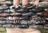 CRI141 15.5 inches 10*30mm faceted rice snowflake obsidian beads