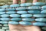 CRI146 15.5 inches 10*30mm faceted rice amazonite beads