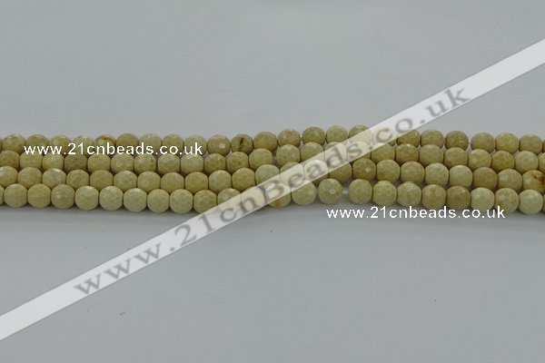 CRI211 15.5 inches 6mm faceted round riverstone beads wholesale