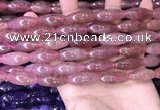 CRI303 15.5 inches 10*25mm rice strawberry quartz beads wholesale