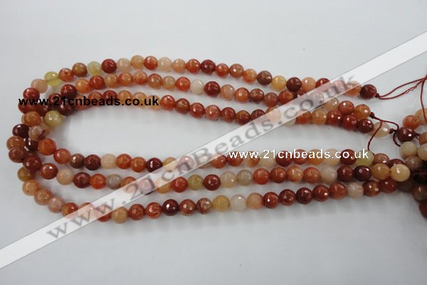 CRJ252 15.5 inches 8mm faceted round red jade gemstone beads