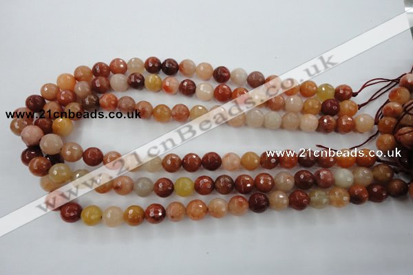 CRJ253 15.5 inches 10mm faceted round red jade gemstone beads