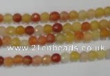 CRJ400 15.5 inches 4mm faceted round red & yellow jade beads