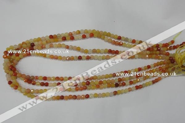 CRJ400 15.5 inches 4mm faceted round red & yellow jade beads