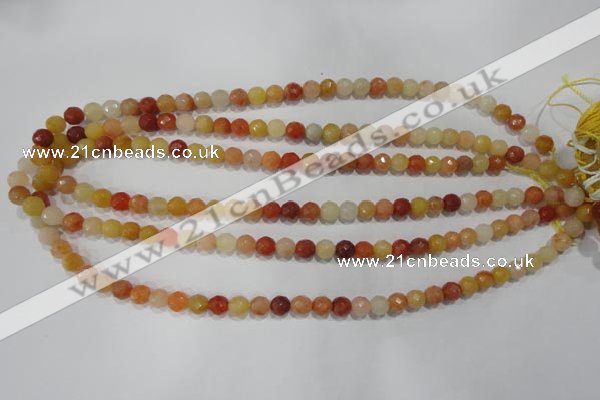 CRJ401 15.5 inches 6mm faceted round red & yellow jade beads