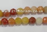 CRJ402 15.5 inches 8mm faceted round red & yellow jade beads