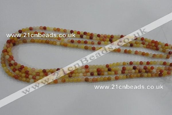 CRJ410 15.5 inches 4mm round red & yellow jade beads wholesale