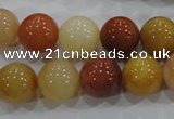 CRJ416 15.5 inches 14mm round red & yellow jade beads wholesale