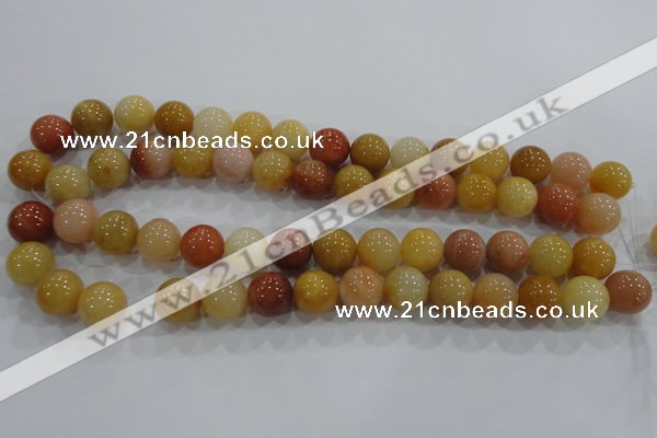 CRJ416 15.5 inches 14mm round red & yellow jade beads wholesale