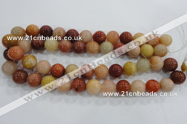 CRJ417 15.5 inches 16mm round red & yellow jade beads wholesale