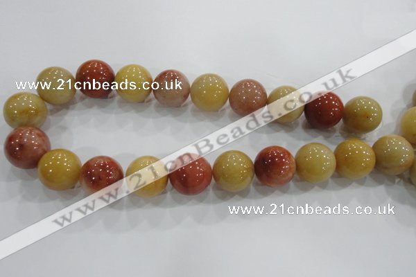 CRJ419 15.5 inches 20mm round red & yellow jade beads wholesale