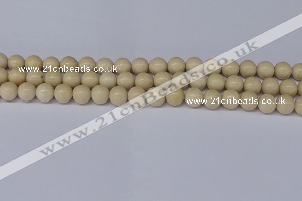 CRJ602 15.5 inches 8mm round white fossil jasper beads wholesale