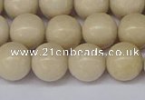 CRJ603 15.5 inches 10mm round white fossil jasper beads wholesale