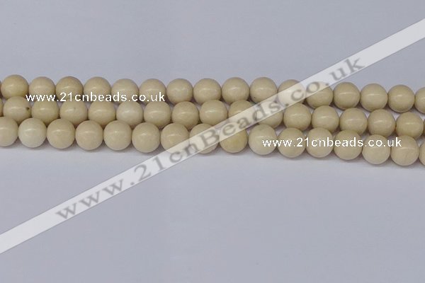 CRJ603 15.5 inches 10mm round white fossil jasper beads wholesale