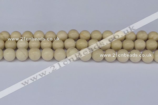 CRJ604 15.5 inches 12mm round white fossil jasper beads wholesale