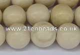 CRJ605 15.5 inches 14mm round white fossil jasper beads wholesale