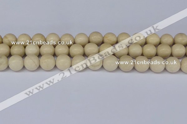 CRJ605 15.5 inches 14mm round white fossil jasper beads wholesale