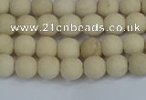 CRJ610 15.5 inches 4mm round matte white fossil jasper beads