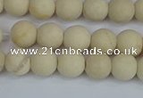 CRJ611 15.5 inches 6mm round matte white fossil jasper beads