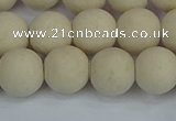 CRJ612 15.5 inches 8mm round matte white fossil jasper beads