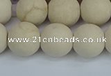 CRJ613 15.5 inches 10mm round matte white fossil jasper beads