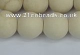 CRJ614 15.5 inches 12mm round matte white fossil jasper beads