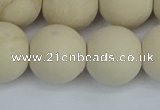 CRJ615 15.5 inches 14mm round matte white fossil jasper beads