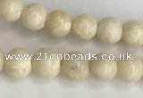 CRJ620 15.5 inches 4mmm round white fossil jasper beads wholesale