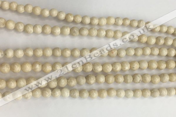 CRJ620 15.5 inches 4mmm round white fossil jasper beads wholesale