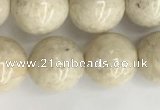 CRJ623 15.5 inches 10mm round white fossil jasper beads wholesale