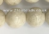 CRJ624 15.5 inches 12mm round white fossil jasper beads wholesale