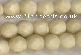 CRJ626 15.5 inches 4mmm faceted round white fossil jasper beads