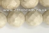 CRJ629 15.5 inches 10mm faceted round white fossil jasper beads