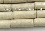 CRJ634 15.5 inches 4*13mm tube white fossil jasper beads wholeasle