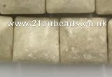 CRJ638 15.5 inches 12*12mm square white fossil jasper beads wholeasle