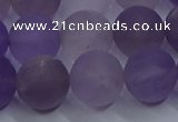 CRO1015 15.5 inches 14mm round matte amethyst gemstone beads