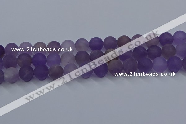 CRO1015 15.5 inches 14mm round matte amethyst gemstone beads