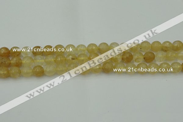 CRO1033 15.5 inches 10mm faceted round yellow watermelon quartz beads