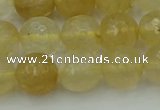 CRO1034 15.5 inches 12mm faceted round yellow watermelon quartz beads