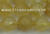 CRO1035 15.5 inches 14mm faceted round yellow watermelon quartz beads