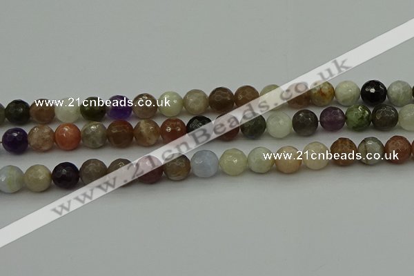 CRO1044 15.5 inches 12mm faceted round mixed gemstone beads