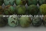 CRO1054 15.5 inches 12mm round matte African turquoise beads